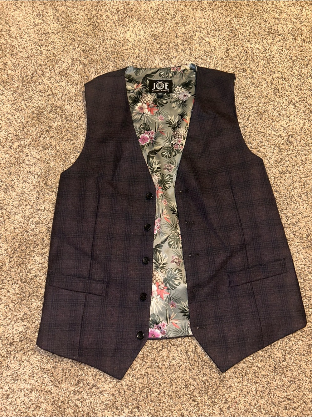Joseph Abboud Dark Navy Plaid Waistcoat